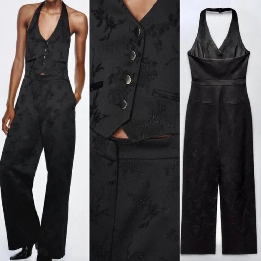 Zara Jacquard Vest Jumpsuit